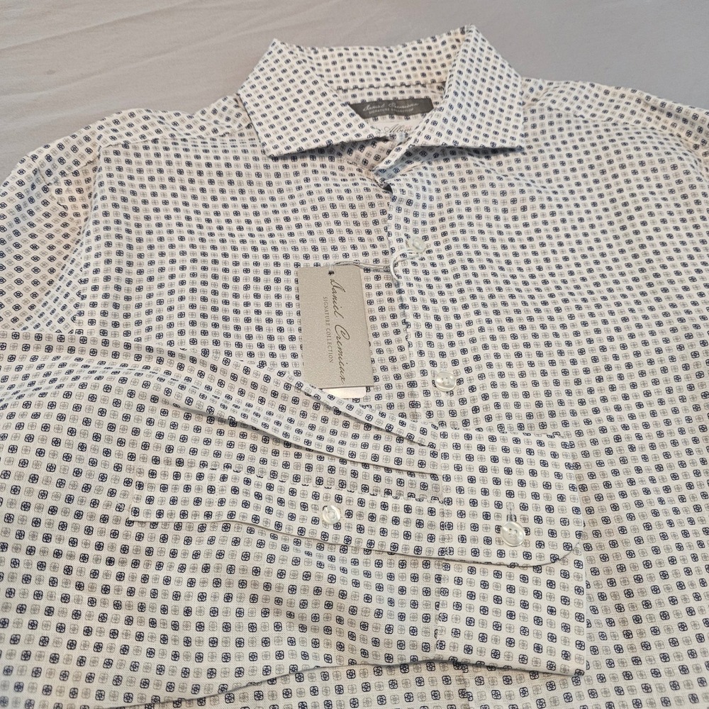 Daniel Cremieux Signature x Albini Med Blue Grey Long Slv Linen Shirt NWT L1001